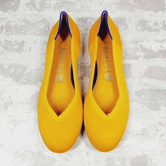 New Rothy's The Flat Yellow Knit Round Toe Slip On Loafers W4 - Picture 5 of 8